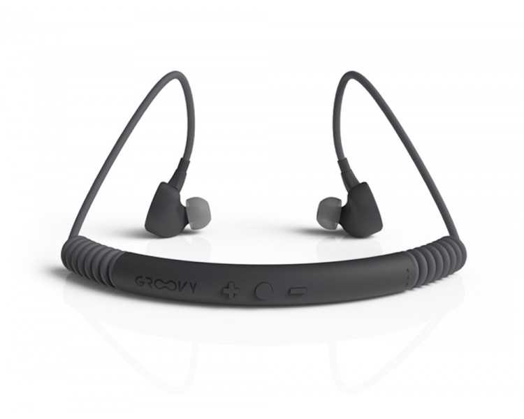 Auriculares groovy sport bluetooth neckband con microfono color gris oscuro