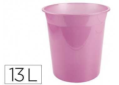 Papelera plastico liderpapel rosa translucido 13 litros 275x285 mm