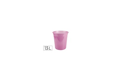 Papelera plastico liderpapel rosa translucido 13 litros 275x285 mm