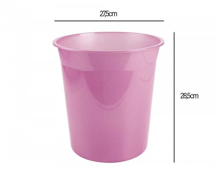Papelera plastico liderpapel rosa translucido 13 litros 275x285 mm