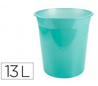 Papelera plastico liderpapel menta translucido 13 litros 275x285 mm
