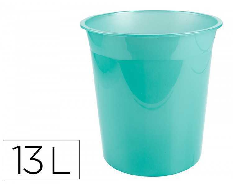 Papelera plastico liderpapel menta translucido 13 litros 275x285 mm