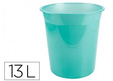 Papelera plastico liderpapel menta translucido 13 litros 275x285 mm