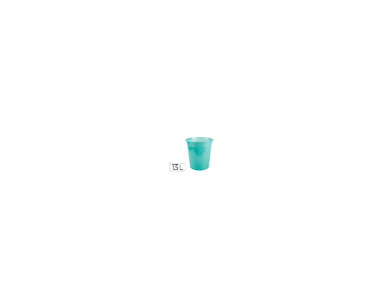 Papelera plastico liderpapel menta translucido 13 litros 275x285 mm
