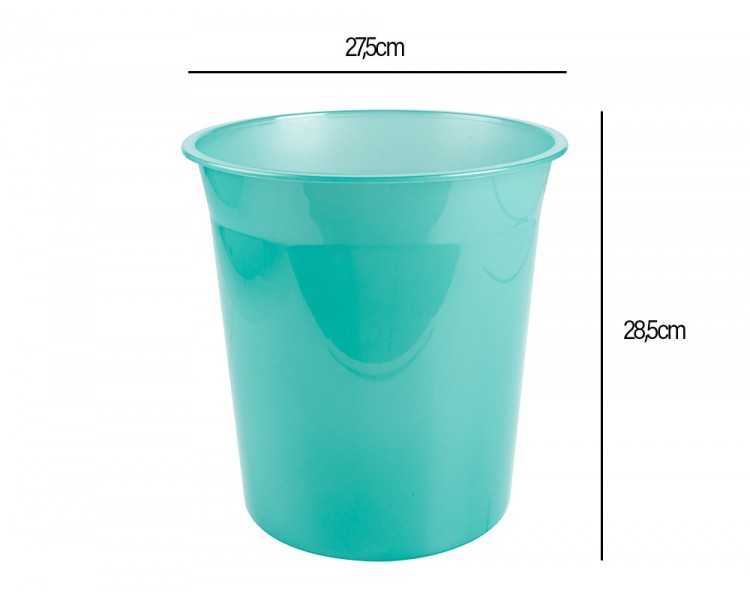 Papelera plastico liderpapel menta translucido 13 litros 275x285 mm