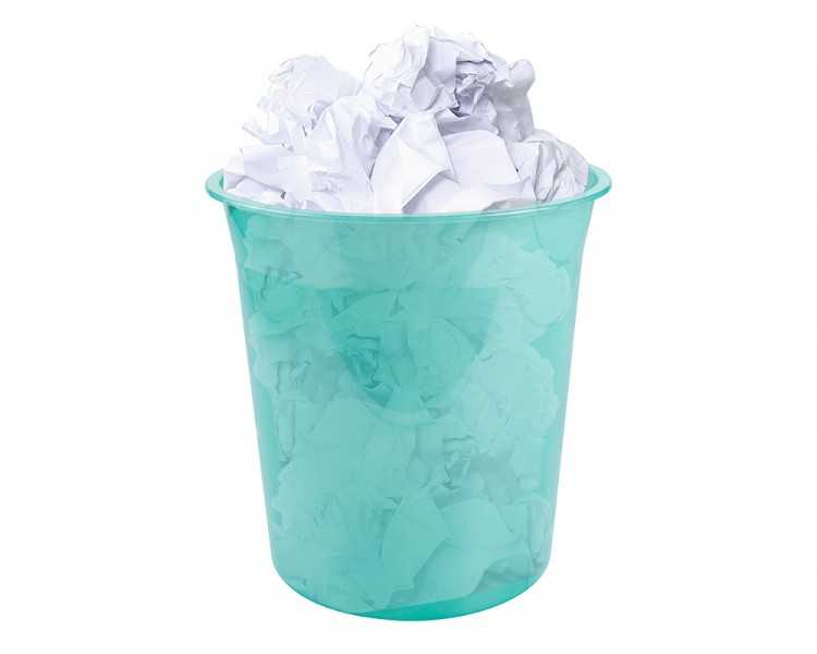 Papelera plastico liderpapel menta translucido 13 litros 275x285 mm