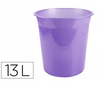 Papelera plastico liderpapel lavanda translucido 13 litros 275x285 mm