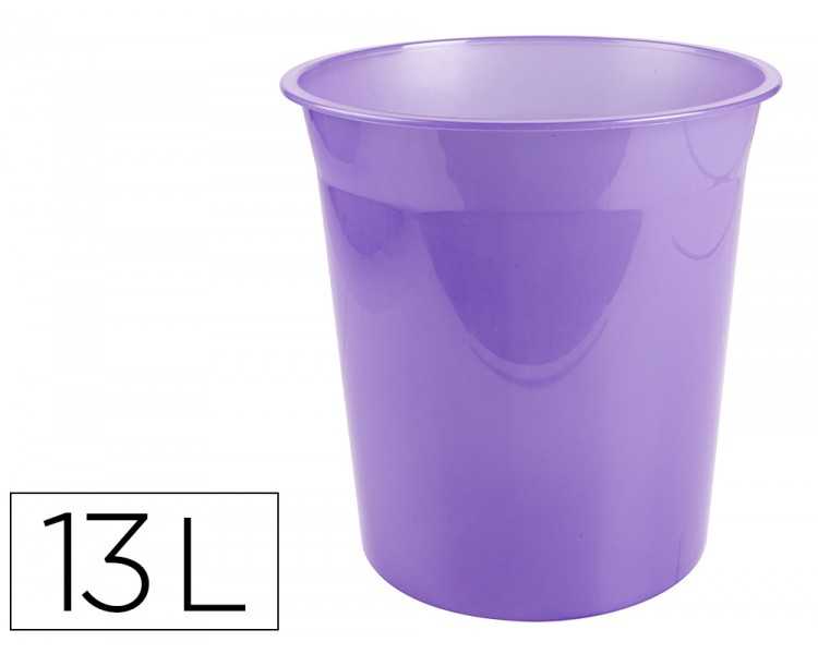 Papelera plastico liderpapel lavanda translucido 13 litros 275x285 mm