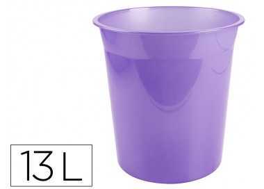 Papelera plastico liderpapel lavanda translucido 13 litros 275x285 mm