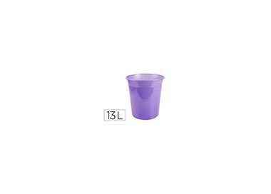 Papelera plastico liderpapel lavanda translucido 13 litros 275x285 mm