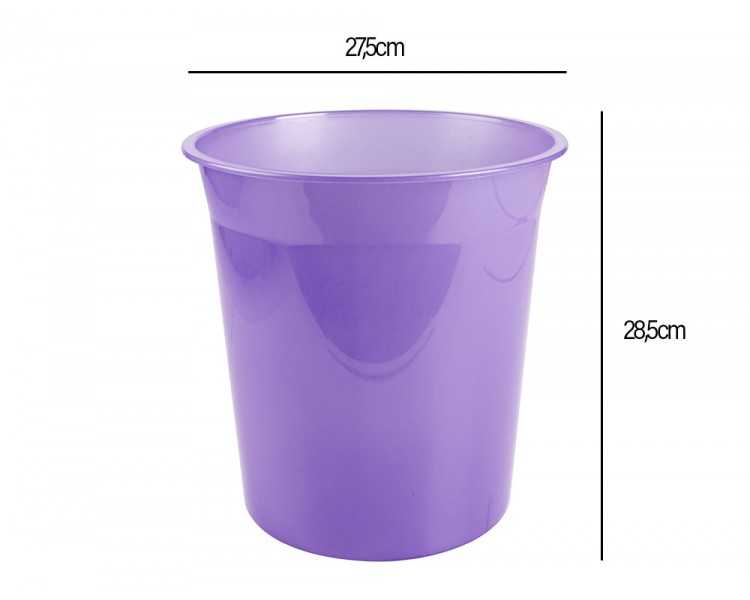 Papelera plastico liderpapel lavanda translucido 13 litros 275x285 mm