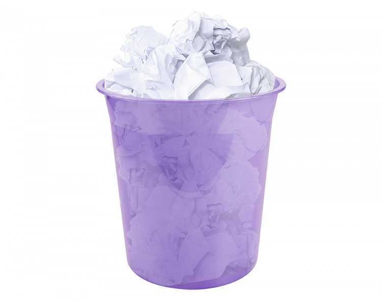Papelera plastico liderpapel lavanda translucido 13 litros 275x285 mm