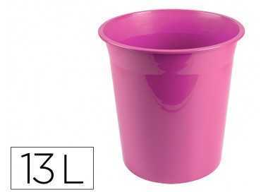 Papelera plastico liderpapel rosa opaco 13 litros 275x285 mm
