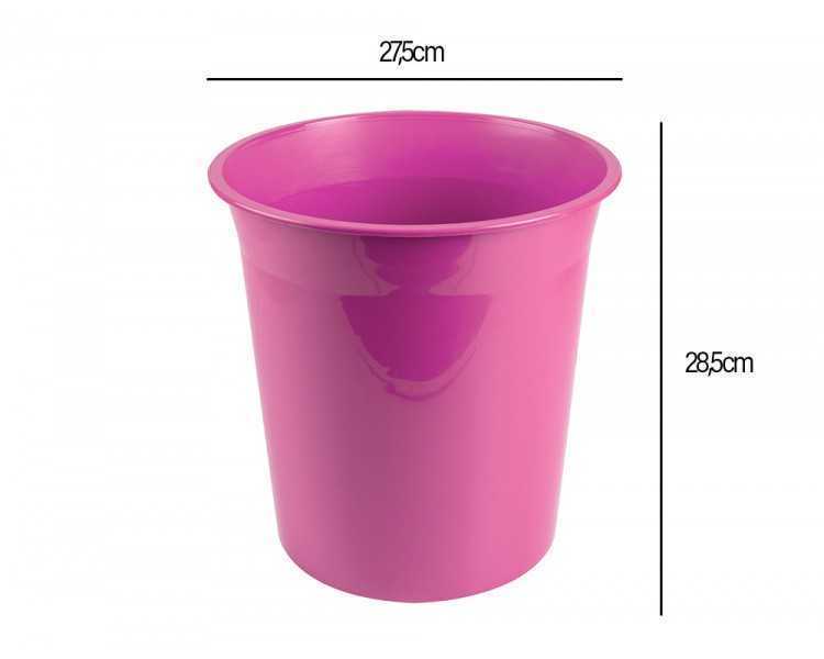 Papelera plastico liderpapel rosa opaco 13 litros 275x285 mm