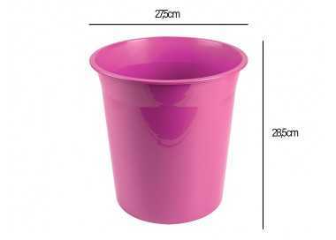 Papelera plastico liderpapel rosa opaco 13 litros 275x285 mm