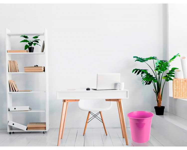 Papelera plastico liderpapel rosa opaco 13 litros 275x285 mm