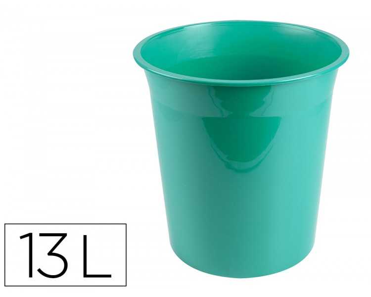 Papelera plastico liderpapel menta opaco 13 litros 275x285 mm