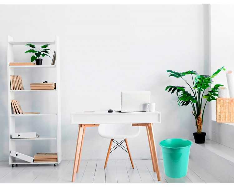 Papelera plastico liderpapel menta opaco 13 litros 275x285 mm