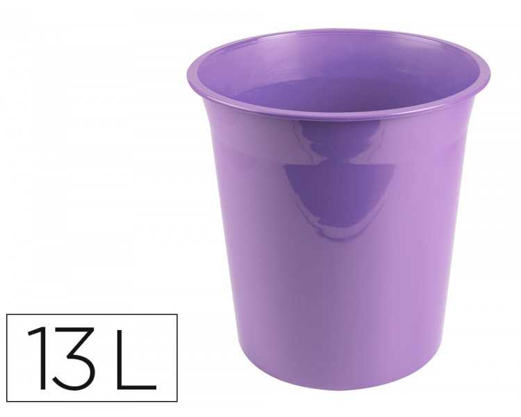 Papelera plastico liderpapel lavanda opaco 13 litros 275x285 mm