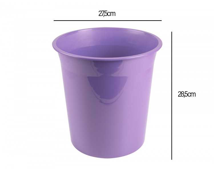Papelera plastico liderpapel lavanda opaco 13 litros 275x285 mm