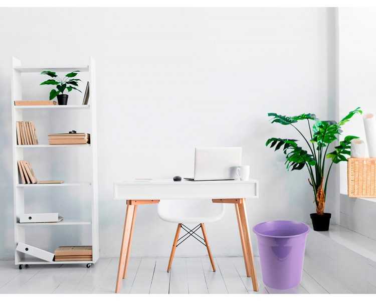 Papelera plastico liderpapel lavanda opaco 13 litros 275x285 mm