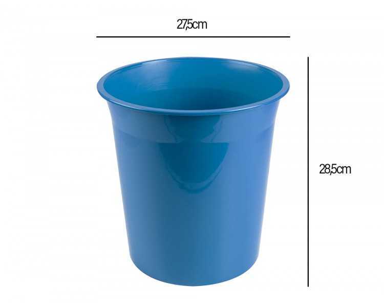 Papelera plastico liderpapel celeste opaco 13 litros 275x285 mm