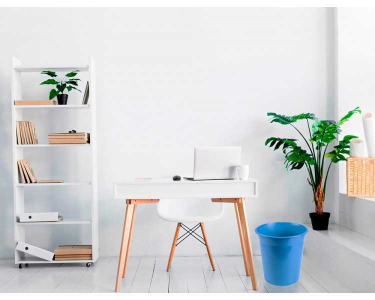 Papelera plastico liderpapel celeste opaco 13 litros 275x285 mm