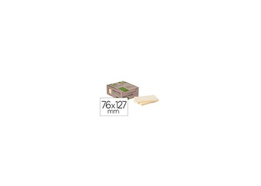 Bloc de notas adhesivas quita y pon q-connect 76x127 mm 100% papel reciclado amarillo en caja de carton