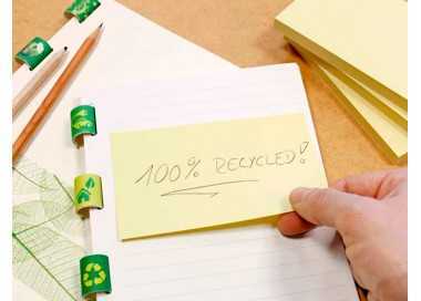 Bloc de notas adhesivas quita y pon q-connect 76x127 mm 100% papel reciclado amarillo en caja de carton