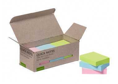 Bloc de notas adhesivas quita y pon q-connect 38x51 mm 100% papel reciclado colores pasteles en caja de carton
