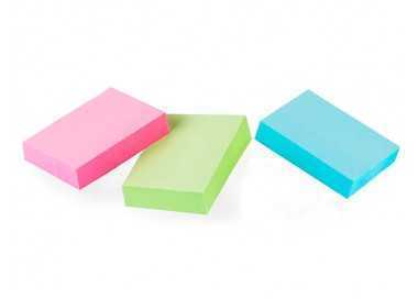 Bloc de notas adhesivas quita y pon q-connect 38x51 mm 100% papel reciclado colores pasteles en caja de carton