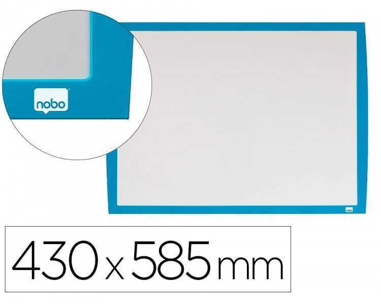 Pizarra blanca nobo magnetica marco azul 430x585 mm