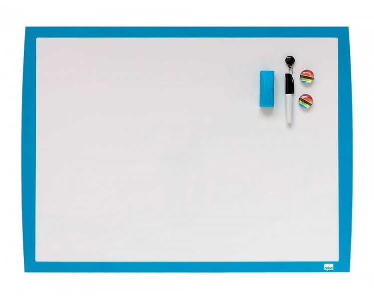 Pizarra blanca nobo magnetica marco azul 430x585 mm