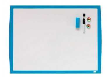 Pizarra blanca nobo magnetica marco azul 430x585 mm