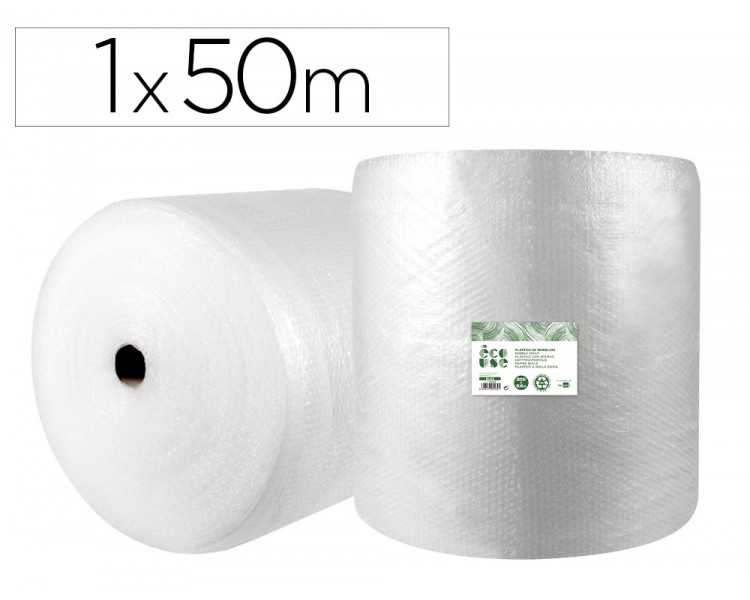 Plastico burbuja liderpapel ecouse 1x50m 30% de plastico reciclado