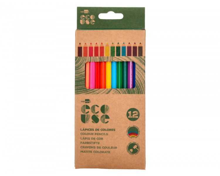 Lapices de colores liderpapel ecouse caja de 12 unidades colores surtidos con certificado fsc