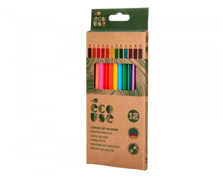 Lapices de colores liderpapel ecouse caja de 12 unidades colores surtidos con certificado fsc