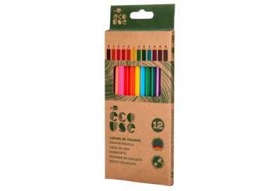 Lapices de colores liderpapel ecouse caja de 12 unidades colores surtidos con certificado fsc