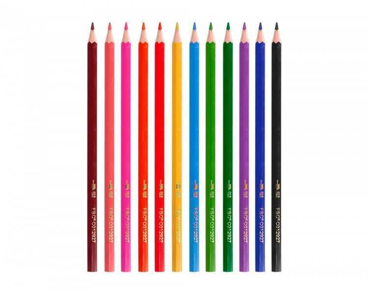 Lapices de colores liderpapel ecouse caja de 12 unidades colores surtidos con certificado fsc