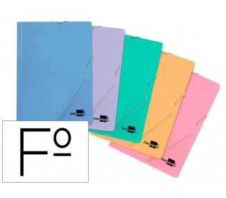 Carpeta liderpapel gomas folio 3 solapas carton plastificado colores pasteles surtidos
