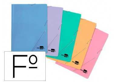 Carpeta liderpapel gomas folio 3 solapas carton plastificado colores pasteles surtidos