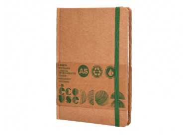 Libreta liderpapel ecouse 100% reciclada a5 96 hojas 70g/m2 horizontal con gomilla y marca paginas