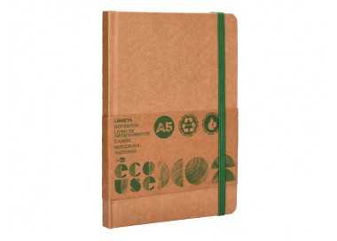 Libreta liderpapel ecouse 100% reciclada a5 96 hojas 70g/m2 horizontal con gomilla y marca paginas