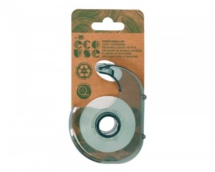 Miniportarrollo liderpapel ecouse 100% plastico reciclado para cinta de 33 mt x 19 mm