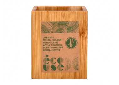 Cubilete portalapices liderpapel bambu 100% natural ecouse cuadrado 80x80x100 mm