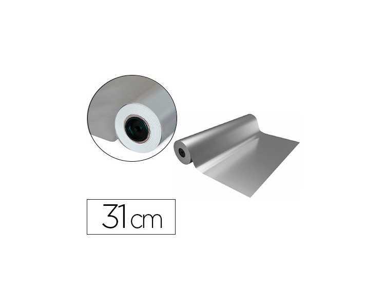 Papel de regalo basika metalizado plata bobina ancho 31 cm longitud 80 m