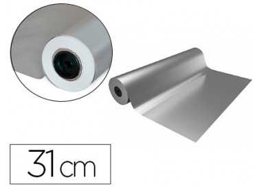 Papel de regalo basika metalizado plata bobina ancho 31 cm longitud 80 m