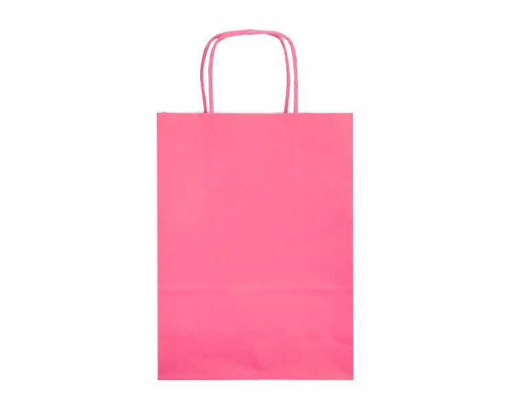 Bolsa papel q-connect celulosa rosa l con asa retorcida 320x400x14 mm