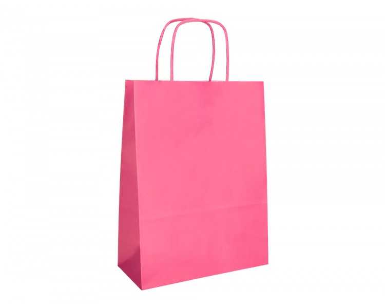 Bolsa papel q-connect celulosa rosa l con asa retorcida 320x400x14 mm