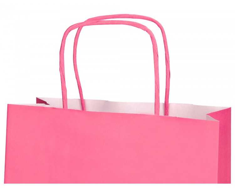 Bolsa papel q-connect celulosa rosa l con asa retorcida 320x400x14 mm